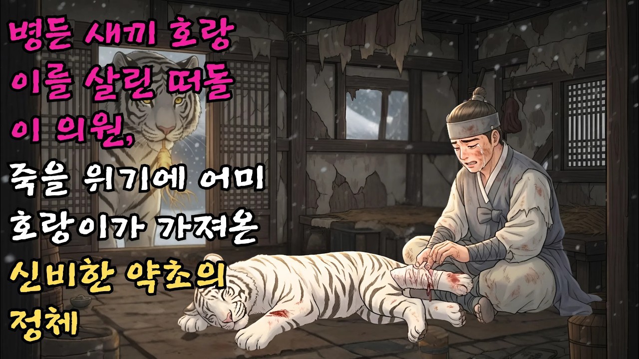 병든 새끼 호랑이를 불쌍히 여겨 약을 발라준 떠돌이 의원이 정작 자신이 중병에 걸려 죽게 생겼을 때 어미 호랑이가 물어온 신비한 약초의 정체 #야담 #민담 #전설 #설화