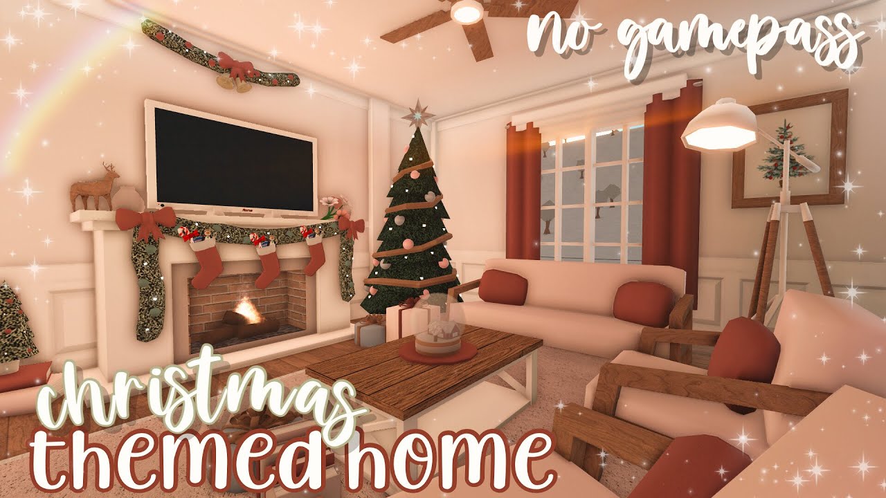 no gamepass christmas themed house ♡ | bloxburg speedbuild | luminto ...