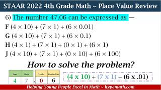 2022 Texas STAAR Math ~ 4th Grade (Place Value) Part 4