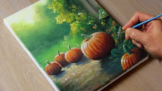 How to Draw a Pumpkins / Acrylic Painting for Beginners