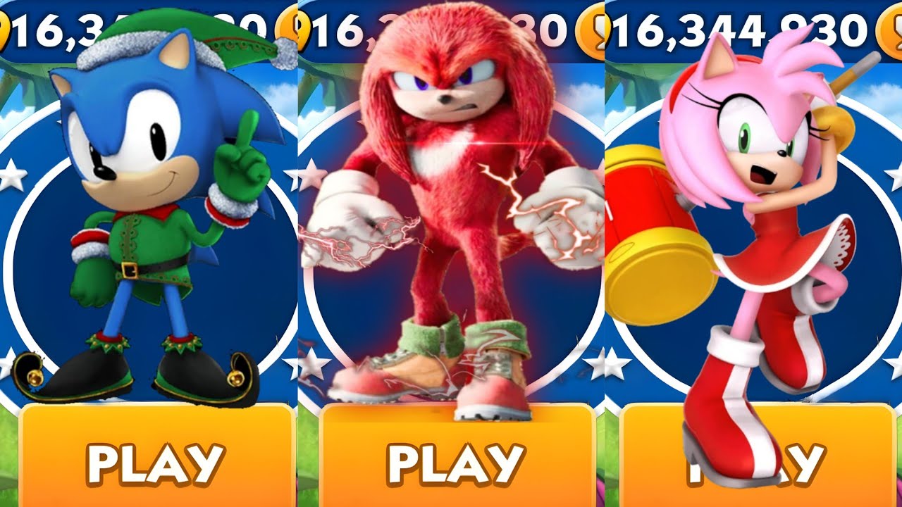Sonic Dash - Elf Sonic vs Movie Knuckles vs Paladin Amy - All ...