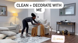 A DAY IN THE LIFE  OF A SUCCESSFUL  AIRbnb HOST.  Clean + decorate with me. AIRbnb decoration + tour