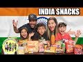 INDIAN FOOD TASTE TEST | AMERICANS TRY SNACKS & CANDY FROM INDIA | PHILLIPS FamBam TASTE TEST