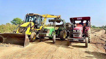 Jcb 3dx Backhoe Loading Mud In Tractor | John Dheere 5045d | Mahindra YUVO 575di | Fully Loaded |