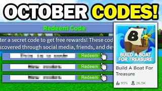 ALL OCTOBER CODES!!| Build a boat for Treasure ROBLOX