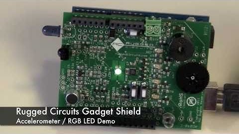 Rugged Circuits Gadget Shield -- Accelerometer/RGB LED Demo