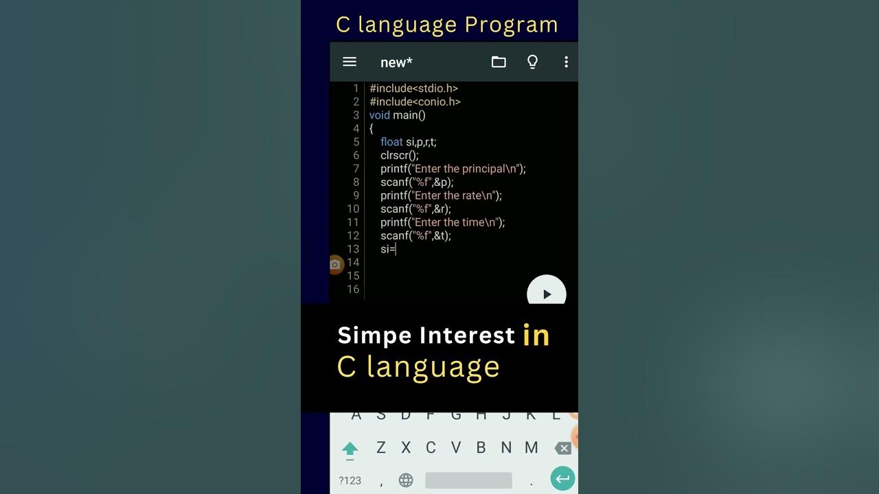 Simple interest in c language youtube