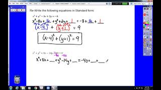 Chapter 10 Section 8 Equations of Circles 4 of 4 Converting to Standard Form