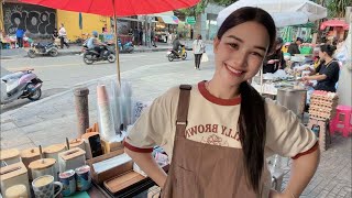 LIVE Street Café - Welcome Family 🤗 Ploysai Coffee Lady in Bangkok Thailand - Thai Street Food