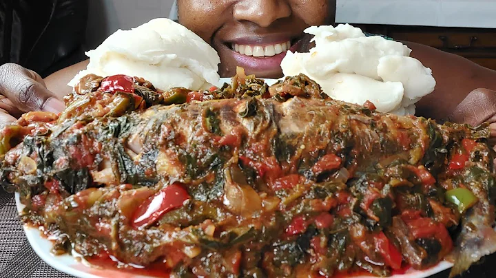 MUKBANG MACKEREL+VEGETABLE SOUP WITH FUFU |AFRICAN MUKBANG FOOD #mukbang #africanfood #eatingshow