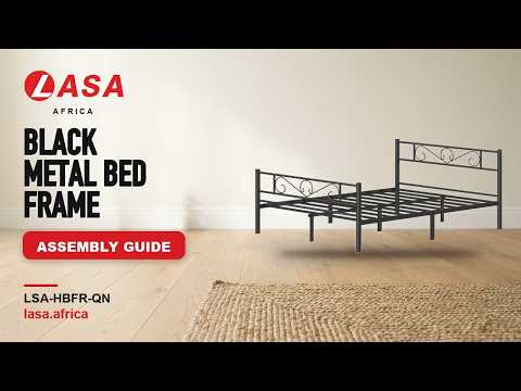 Queen Black Metal Bed Frame with Scroll Headboard – Assembly