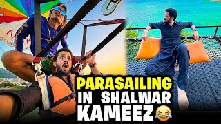 Beach py Dance in shalwar kameezPARASAILING in Shalwar kameez...