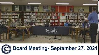 Sylvania Schools Board Meeting 9/27/2021