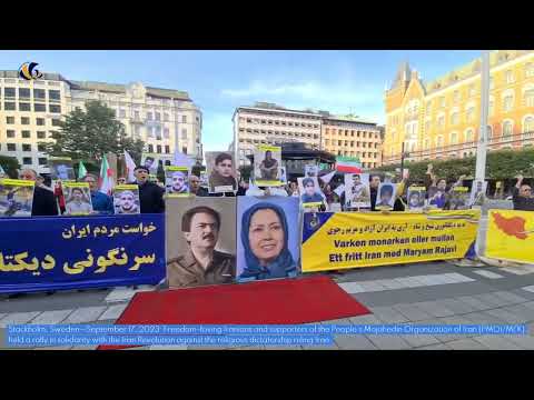 Stockholm—September 17, 2023: MEK Supporters Held a Rally in Solidarity With the Iran Revolution