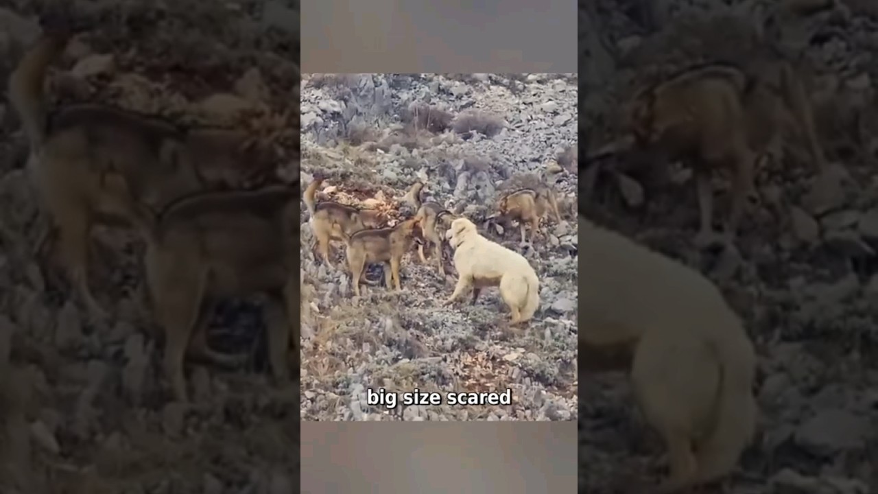 Coyote Encounter! Brave Great Pyrenees dog STANDS FEARLESS