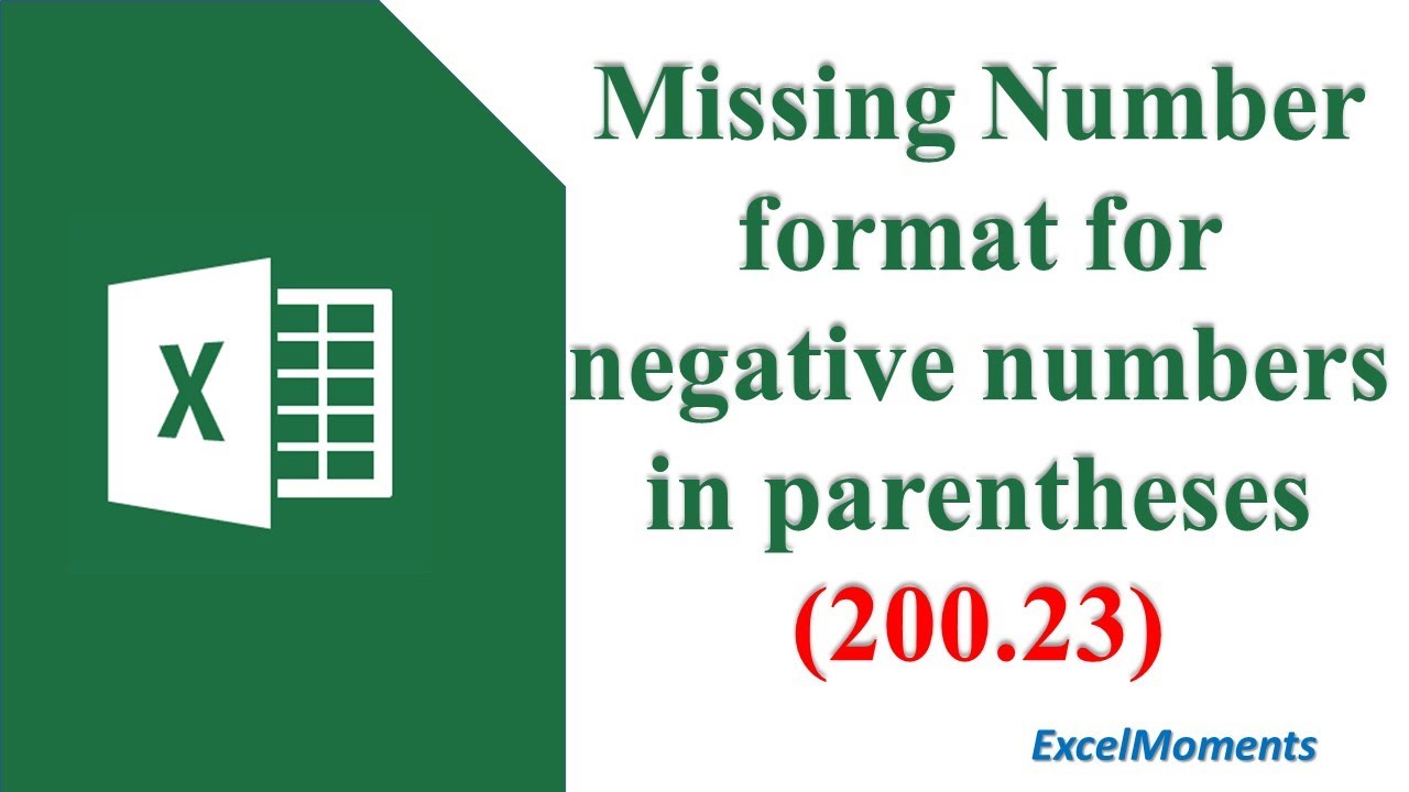 Negative numbers not showing with parentheses - excel - YouTube Negative Numbers Not Showing With Parentheses - Excel - Youtube