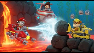 Paw Patrol Pups Save The Sharks Cave Home Underwater Volcano & Rubbles Big Dig