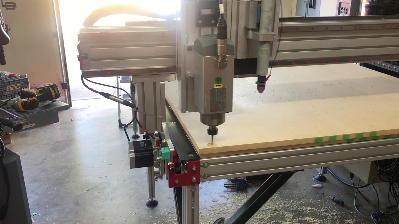 Spoil board install on 4x8 split plasma spindle YouTube
