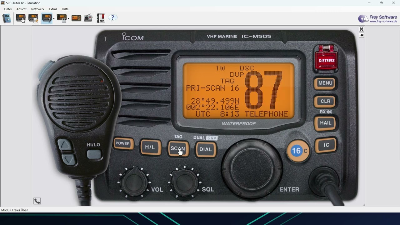 #01 Grundfunktionen des Funkgerätes und des DSC-Controllers ICOM IC-M505 (Praxis für SRC Prüfung)