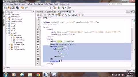 jsp example to print 10 even and 10 odd number
