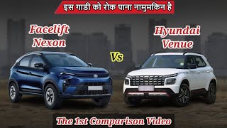 Facelift Tata Nexon Vs Hyundai Venue Detailed Comparison 2023 || Nexon Facelift Vs Venue Comparison