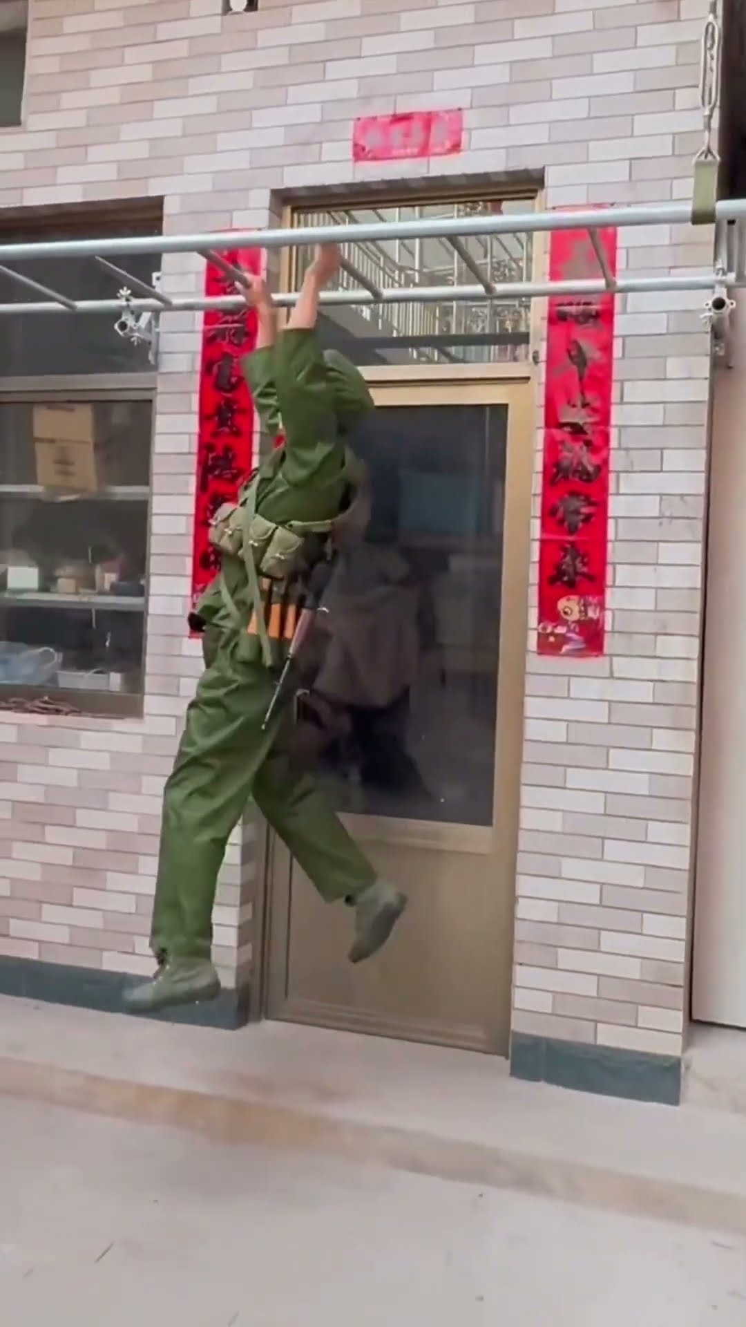 chinese army climbed on a house #shortsvideo