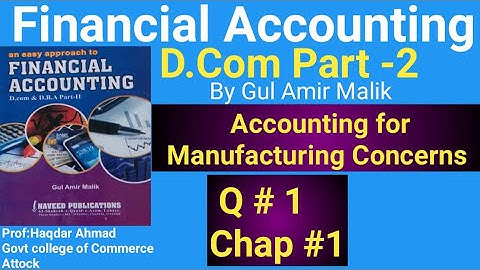 D com-2|Chapt #1|Ex#1|Accounting for Manufacturing Concern|Gul Amir Malik Book|Haqdar Ahmad Official
