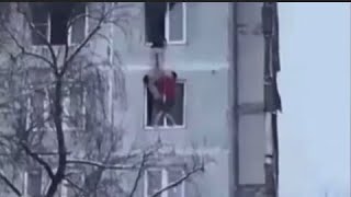 Невероятное спасение на пожаре / трое спаслись с 9 этажа / пожар в Москве на 9 этаже