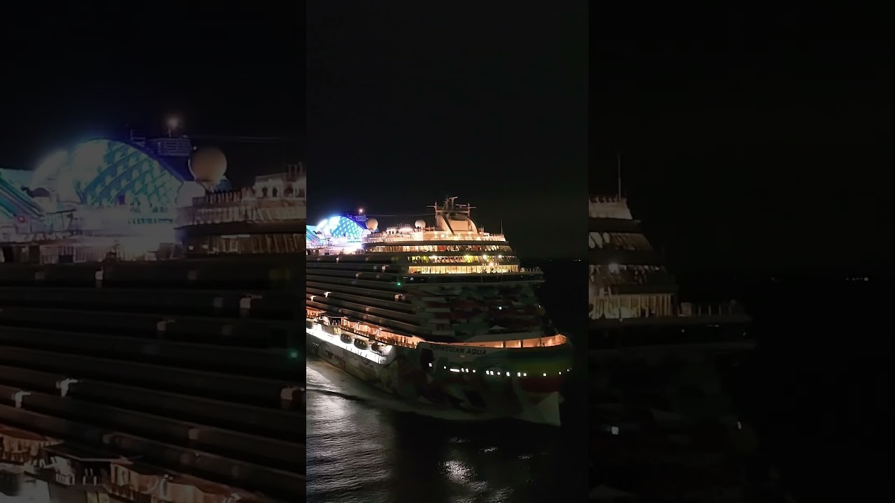 Norwegian Aqua Night Shot @norwegiancruiseline #norwegianaqua #cruise #travel #drone #night #NCL