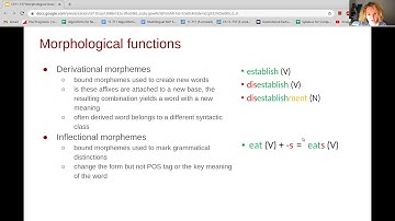 CMU Multilingual NLP 2020 (17): Morphological Analysis and Inflection