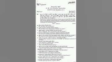 Learning and Teaching que. Paper #CC-I #2nd sem November 2017#DAVV Indore