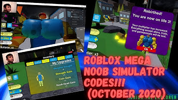 ROBLOX MEGA NOOB SIMULATOR CODE!!! OCTOBER 2020