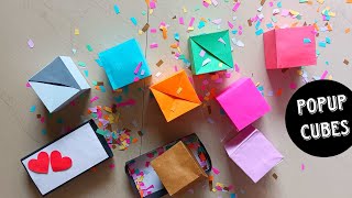 How to make paper pop-up cubes|| jumping paper cubes| paper craft