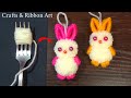 Cute Pom Pom Rabbit Making with Fork - Easy Woolen Craft Ideas - DIY Bunny Doll with Yarn