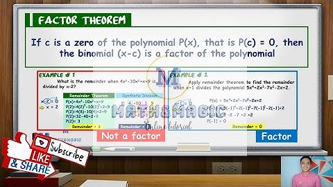 Grade 10: Remainder & Factor Theorems