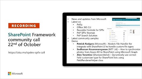 SharePoint PnP - SPFx & JavaScript SIG community call – 22nd of October 2020