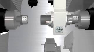 Fortune 2015 Vturn Q200 with gantry robot 3D animation