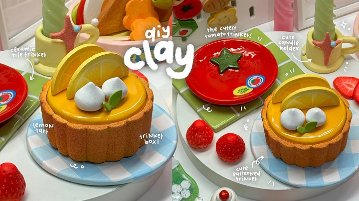 making clay trinket dishes and box🍋🍅🧺 using air dry clay / no bake