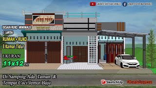 Desain Ruko Minimalis 1 Lantai 11x12 Meter | 3 Kamar Tidur, Cocok untuk Usaha & Hunian!