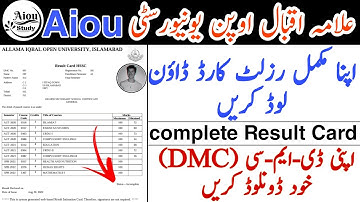 aiou complete result card||aiou result card||aiou||allama iqbal open university