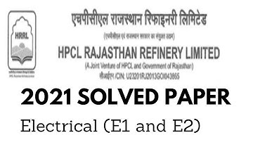 HPCL Rajasthan Refinery Electrical 2021 Solved Paper | HRRL Electrical Solved Paper
