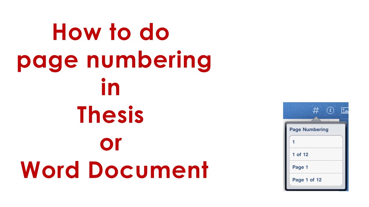 how to do thesis page numbering