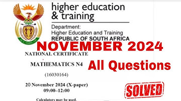 Mathematic N4 November 2024 Complete Question paper memo