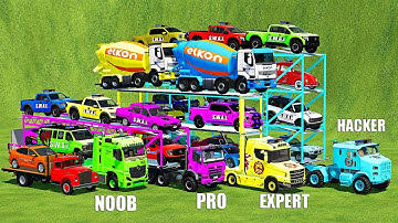 NOOB VS PRO VS EXPERT VS HACKER TRANSPORT BATTLE! Farming Simulator 22