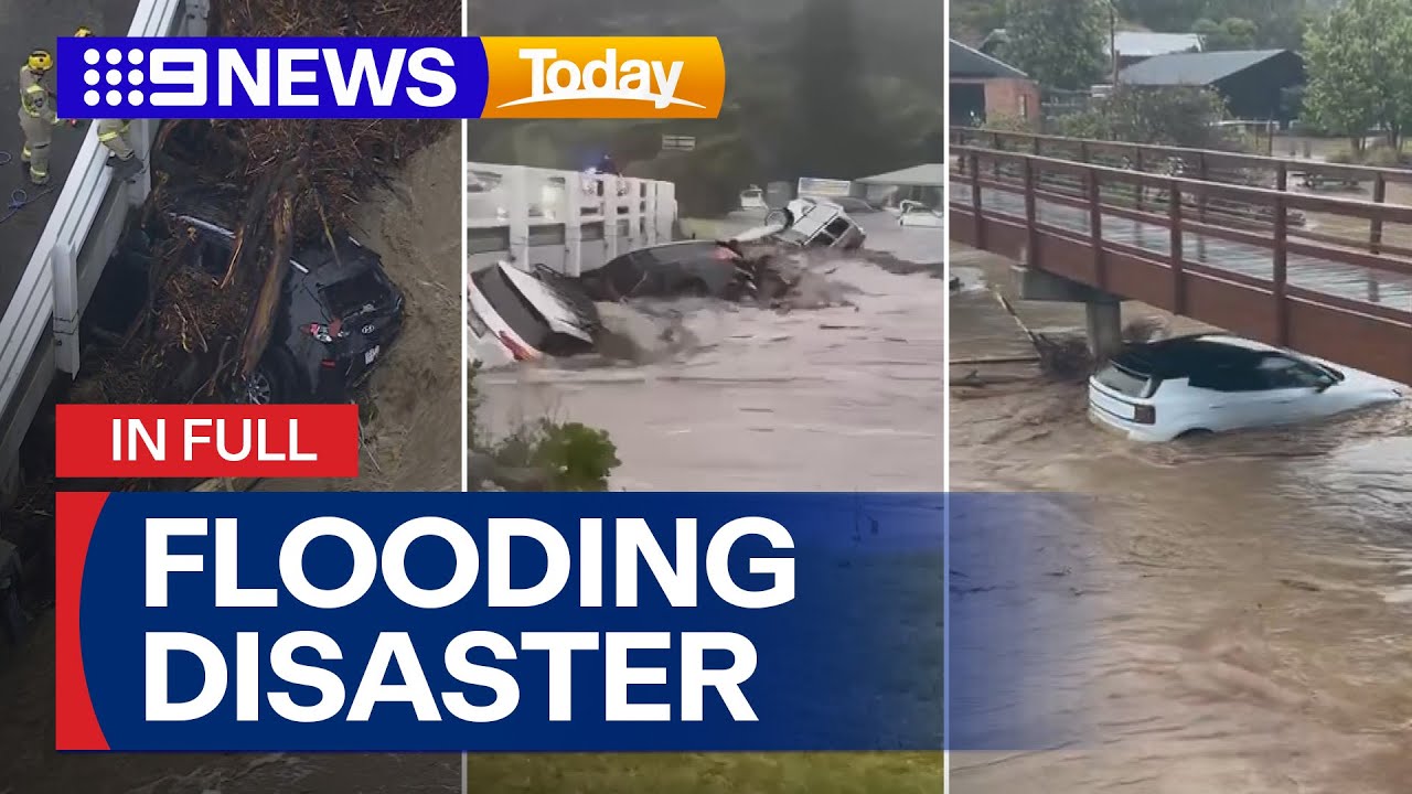 'Like a Tsunami': Flash-flooding inundates Great Ocean Road holiday hotspots | 9 News Australia