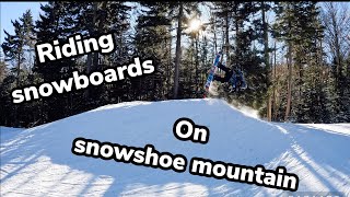 Riding Snowboards at Snowshoe Mountain