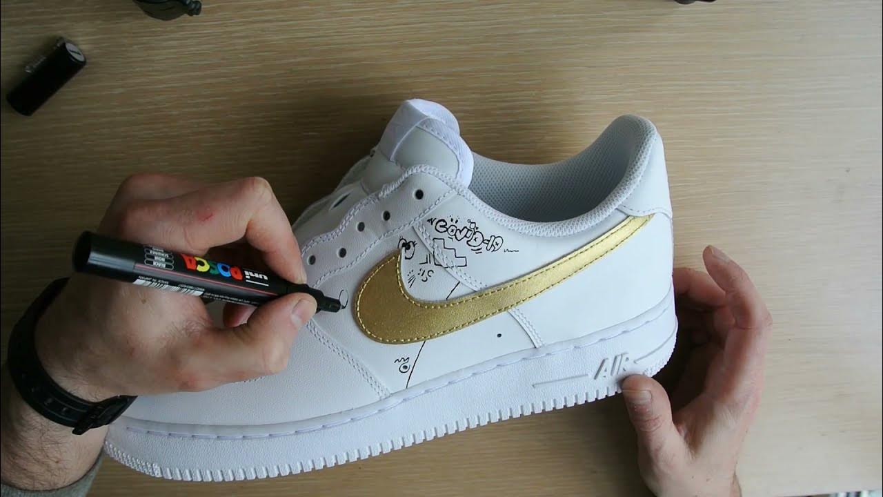 Custom Nike AF1 Disney Gold Doodle MADE TO ORDER