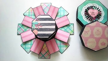 Octagonal Explosion Box Tutorial | Hexagonal Explosion Box Ideas | Octagon Box | Valentine Day Gifts