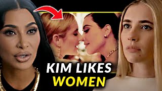Kim Kardashian Shares A Kiss With Emma Roberts (she likes girls now)