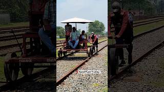Railway workers on a hand push trolley patrol. #shorts #railway #railtrack #railroad #foryou